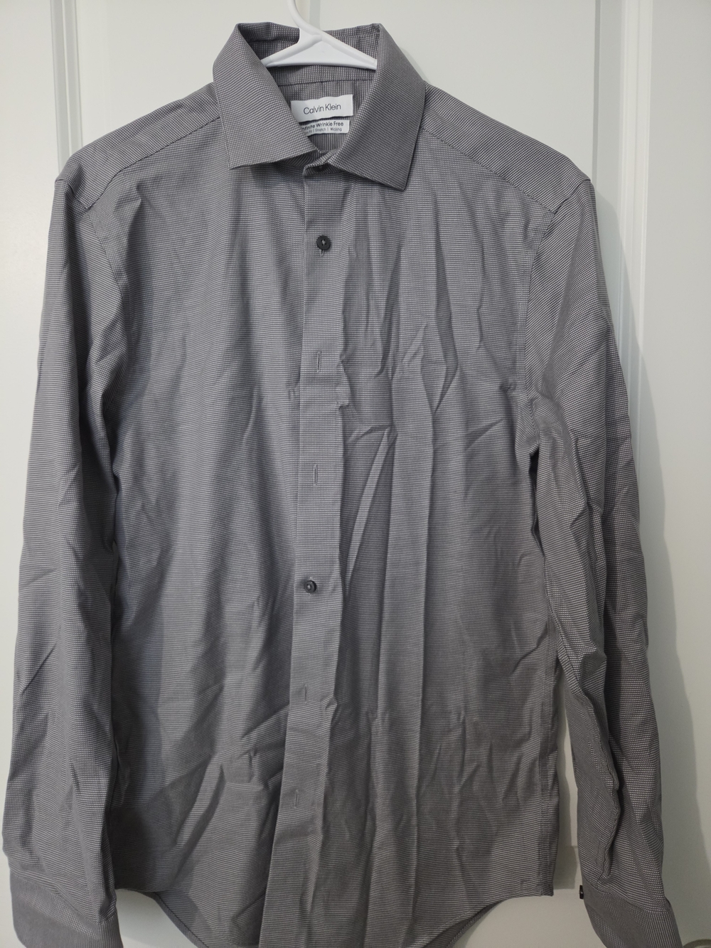 Calvin Klein Men's Gray Micro-Pattern Dress Shirt
